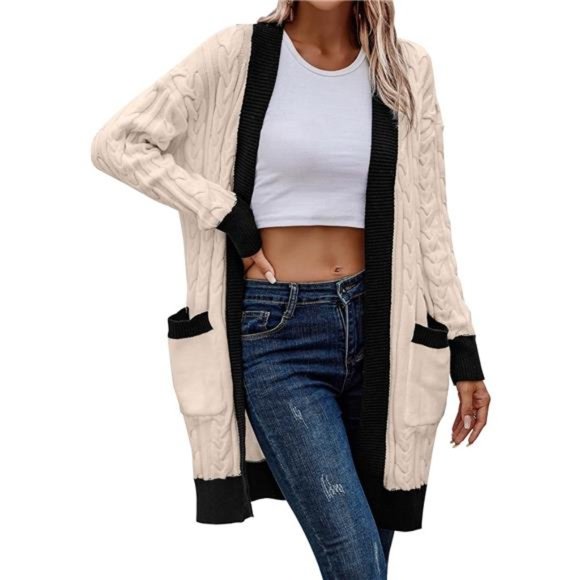 Women´s Fall Cable Knit Cardigan Sweaters Casual Long...